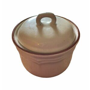 Ceramic Beige & Brow  Sugar Dish w/ Lid. Stoneware